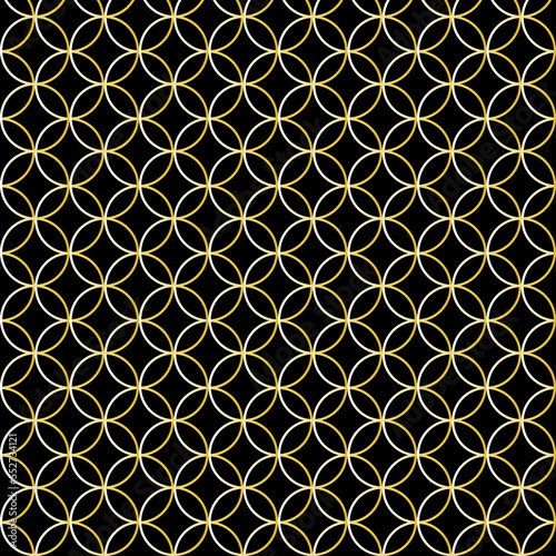 Abstract circle geometric pattern striped gold background fabric