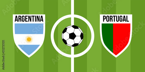argentina vs portugal, teams shield shaped national flags