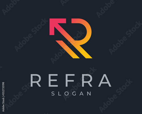 Letter R Arrow Direction Pointer Growth Moving Modern Minimalist Monogram Icon Vector Logo Design