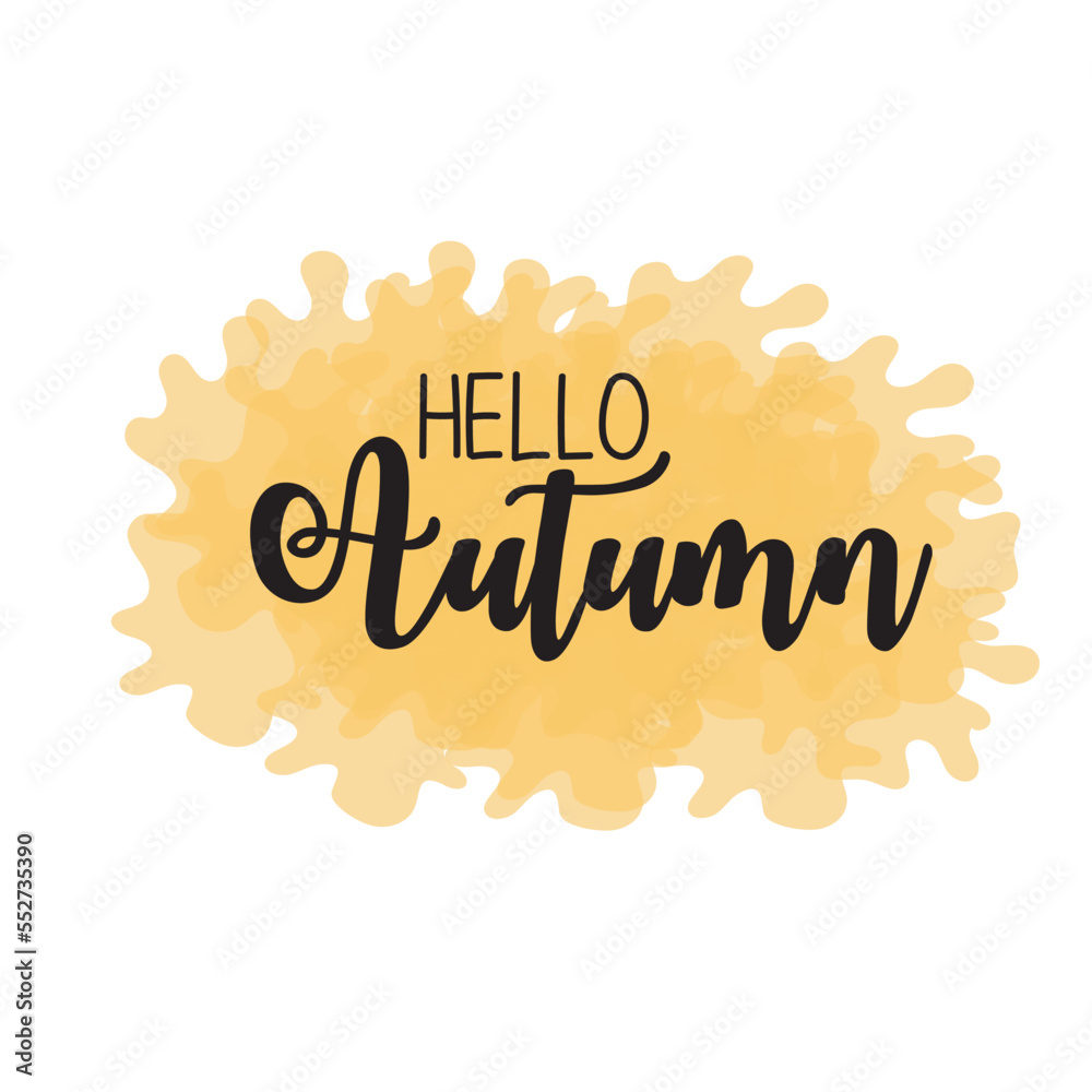 Calligraphic text of love autumn. Hello autumn lettering. Handwritten typography. 