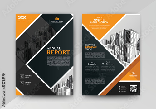 Business abstract vector template for Brochure, Annual Report, Magazine, Poster, Corporate Presentation, Portfolio, Flyer with yellow and black color size A4, Front and back