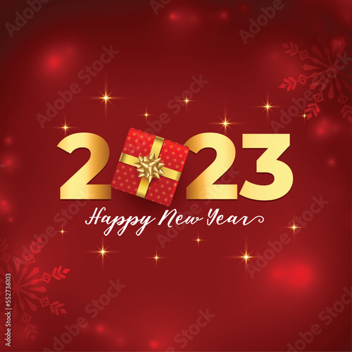 2023 new year banner with christmas giftbox design in shiny background vector illustration