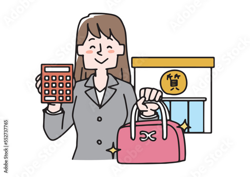 ブランド品買取ショップの店員の女性