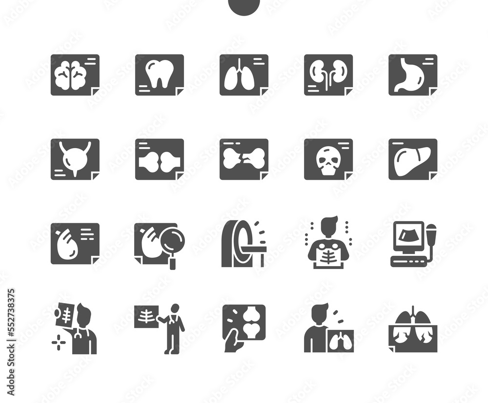X Ray. Doctor. Health care, medical and medicine. Diagnostic and treatment. Vector Solid Icons. Simple Pictogram