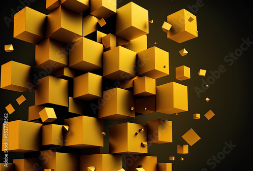 Abstract backdrop with golden cubes. Generative AI
