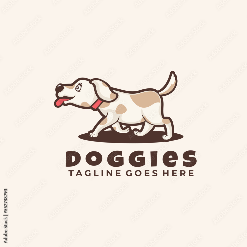 Mascot Cartoon Character walking dog Logo Design Vector Illustration Template Idea