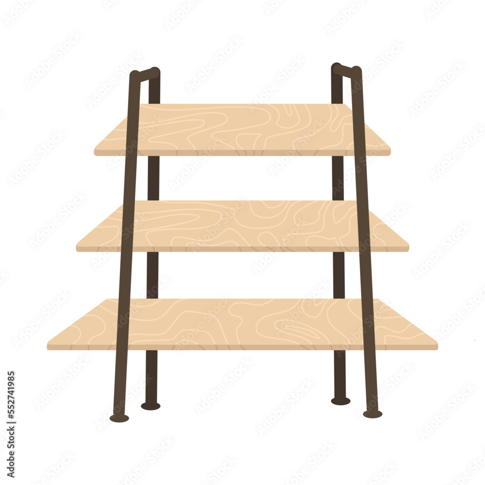 Wooden bookshelf vector in flat design style Wooden bookshelf vector in flat design style