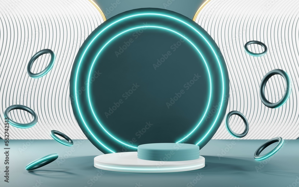 3D render of Podium background in blue tones for displaying cream products. cosmetics 3D render of Podium background in blue tones for displaying cream products. cosmetics