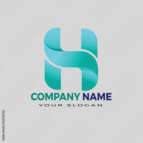 H modern abstract 3d letter logo design templet