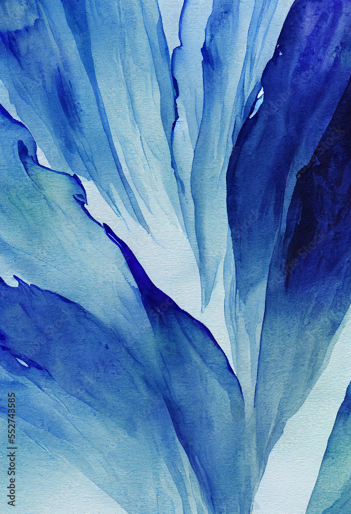 custom made wallpaper toronto digitalOcean blue watercolour floral panting. Peaceful and calming background made using generative ai.
