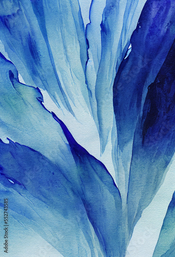 Wallpaper Mural Ocean blue watercolour floral panting. Peaceful and calming background made using generative ai. Torontodigital.ca