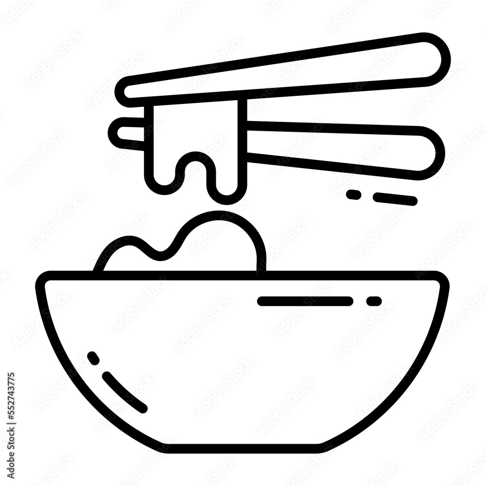 Noodles bowl with chopsticks vector icon trendy style Noodles bowl with chopsticks vector icon trendy style