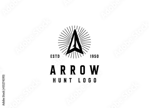 Vintage Retro Rustic Native Arrowhead Spear for Arrow Hunting Hipster Logo Design