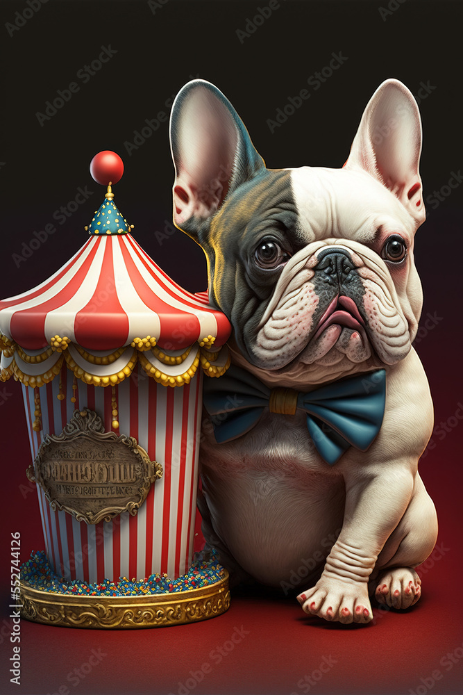 French Bulldog with a carnival tent  with generative AI technology