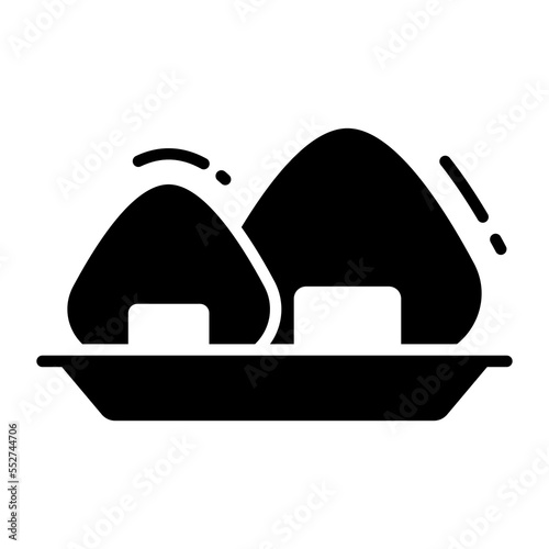 An icon of onigiri in modern and trendy style
