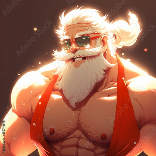 Handy Santa Claus is Wearing Sunglasses made with Generative AI photo