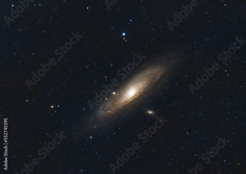 Andromeda Galaxy Long Exposure photo, taken with star tracker and small telescope. Bortle 6 location