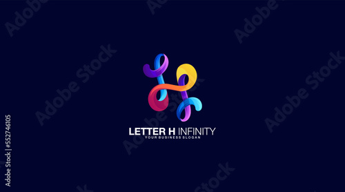 Letter h Gradient infinity vector logo design illustration
