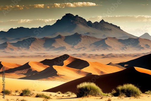 Barkley Pass, South Africa, is home to several sandstone mountains. Generative AI photo