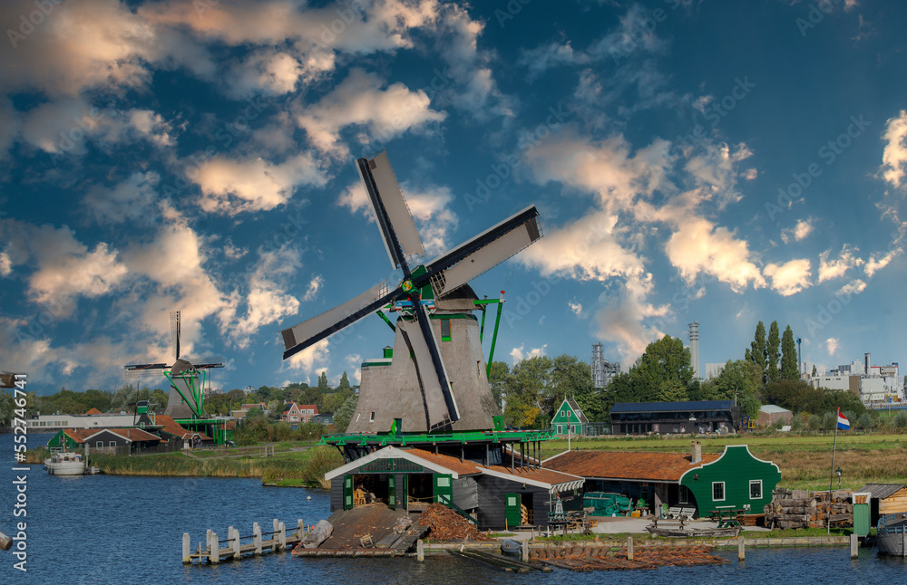 Zaanse shans The windmills of Amsterdam, the Netherlands.