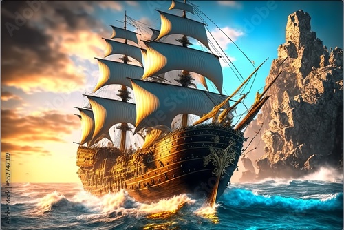 Beautyful sailing ship, background