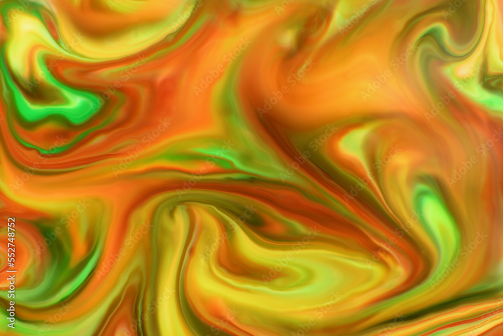 An abstract milk art and food colouring image of a Coffee and Peppermint-looking scene with brown and green colours in a fluid, swirling pattern; captured in a studio An abstract milk art and food colouring image of a Coffee and Peppermint-looking scene with brown and green colours in a fluid, swirling pattern; captured in a studio