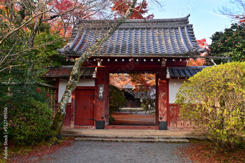 秋の京都市北区常照寺の吉野門