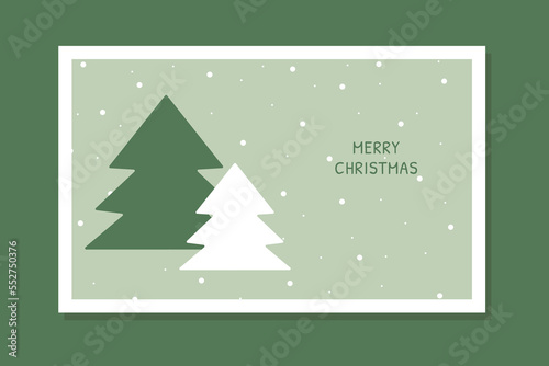 Minimalist Merry Christmas Card, Vector Illustration.