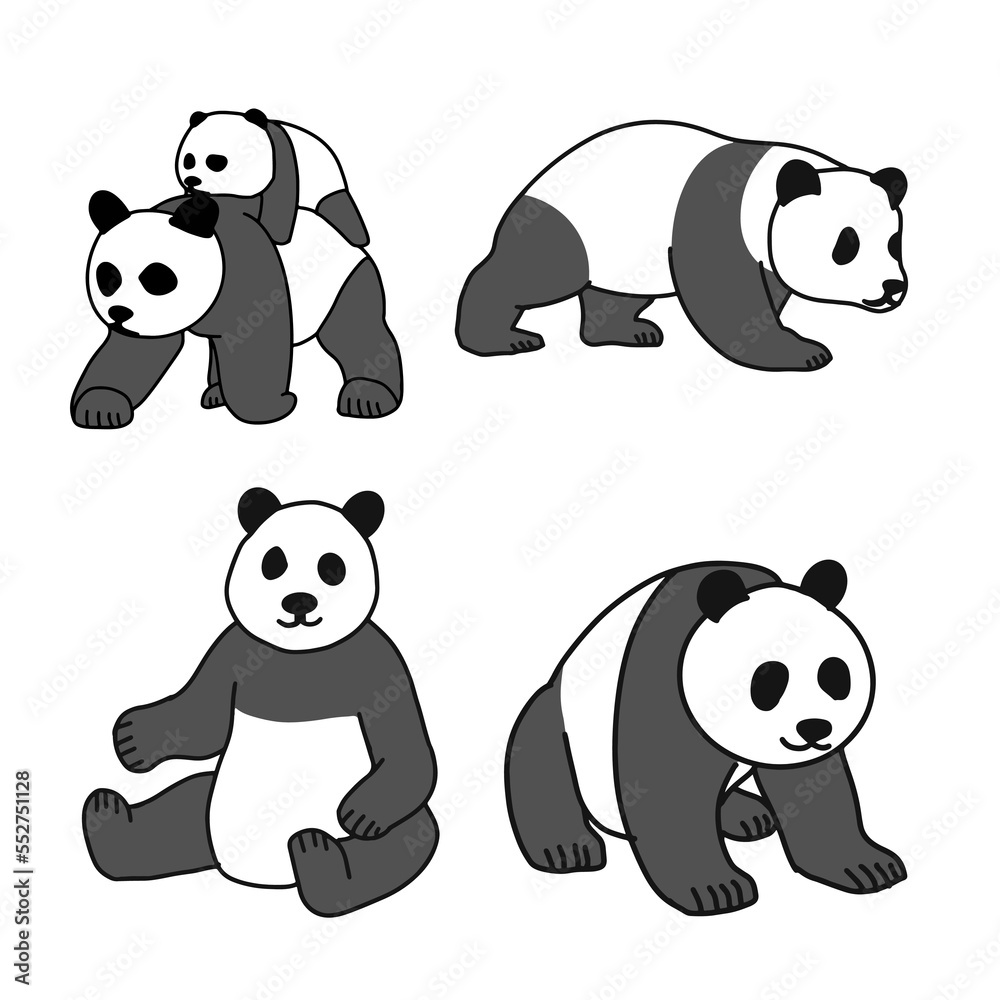 Vector cute panda icon hand-drawn doodle Vector cute panda icon hand-drawn doodle