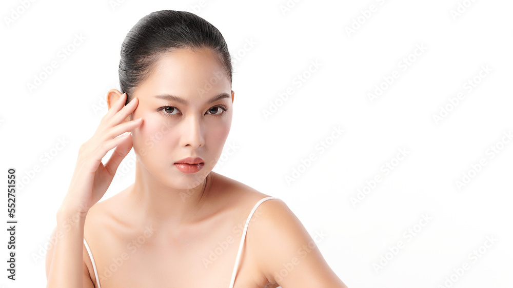 Beautiful young asian woman with clean fresh skin on white background, Face care, Facial treatment, Cosmetology, beauty and spa, Asian women portrait. Beautiful young asian woman with clean fresh skin on white background, Face care, Facial treatment, Cosmetology, beauty and spa, Asian women portrait.