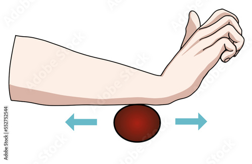 Wrist joint rehabilitation exercises. Vector illustration. Exercise 5