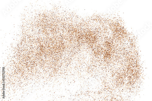 Coffee Color Grain Texture Isolated on White Background. Chocolate Shades Confetti. Brown Particles. Digitally Generated Image. Vector Illustration, EPS 10.