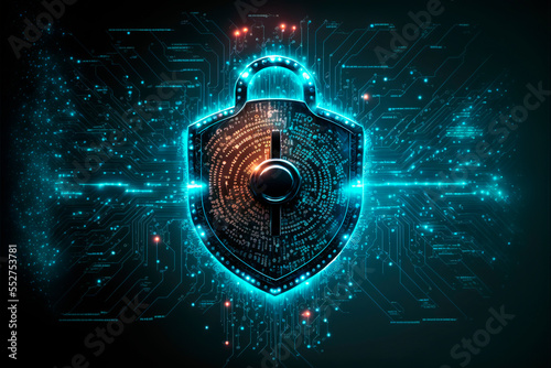 binary code lock, Big data and cybersecurity conceptual generative ai illustration 