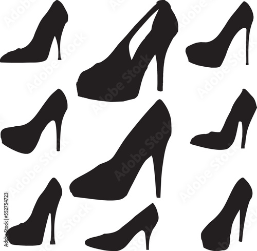 set of women shoes silhouette . high heel silhouette set