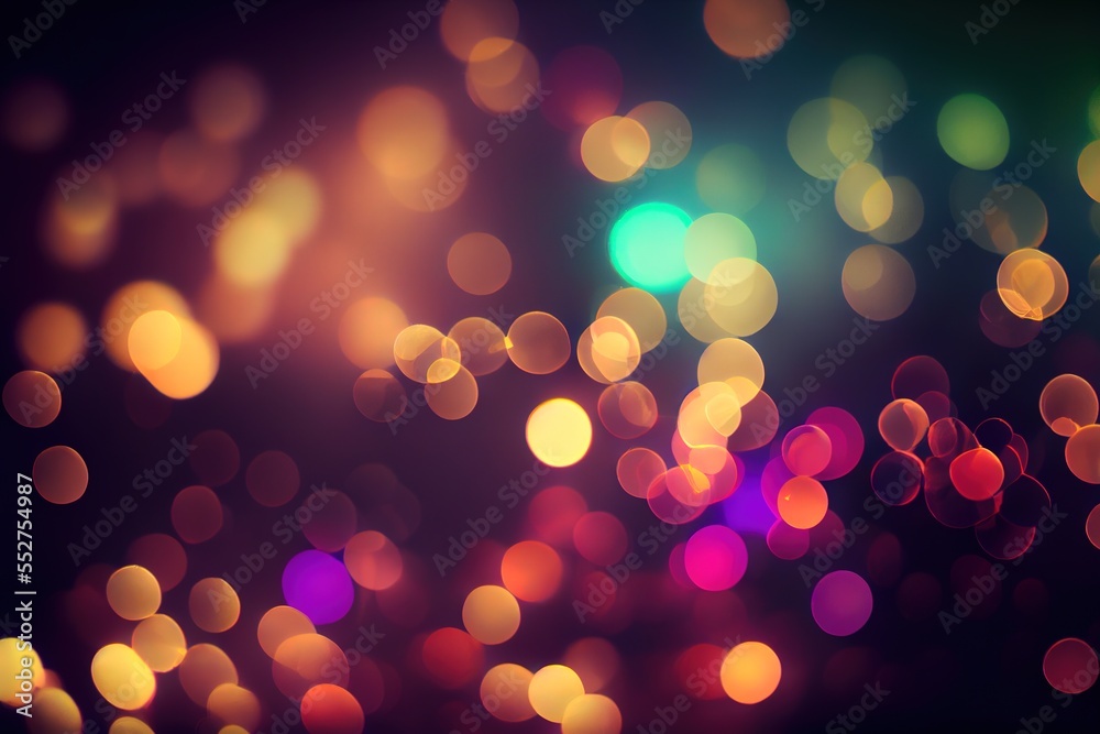 Abstract colorful bokeh background. Holiday, celebration background. Generative art