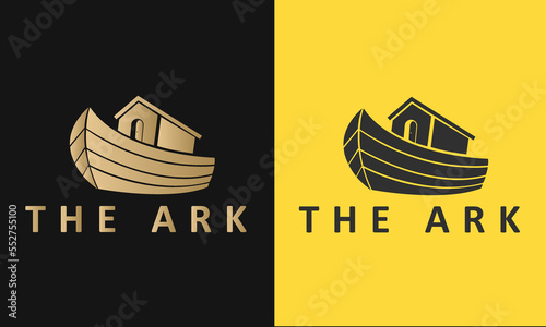 Noah's Ark Logo Design. One logo in two different color isolated on black and yellow color.