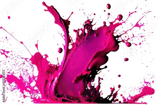 Viva magenta paint splash. Pantone of the year 2023. Generative art. © Cheport