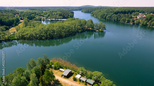 Aerial view of the danube river in summer time  panoramic panorama - Lubniewice in Poland Lubuskie Province