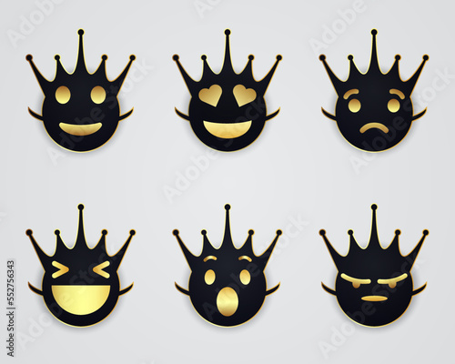 crown emojis set with golden and black color 