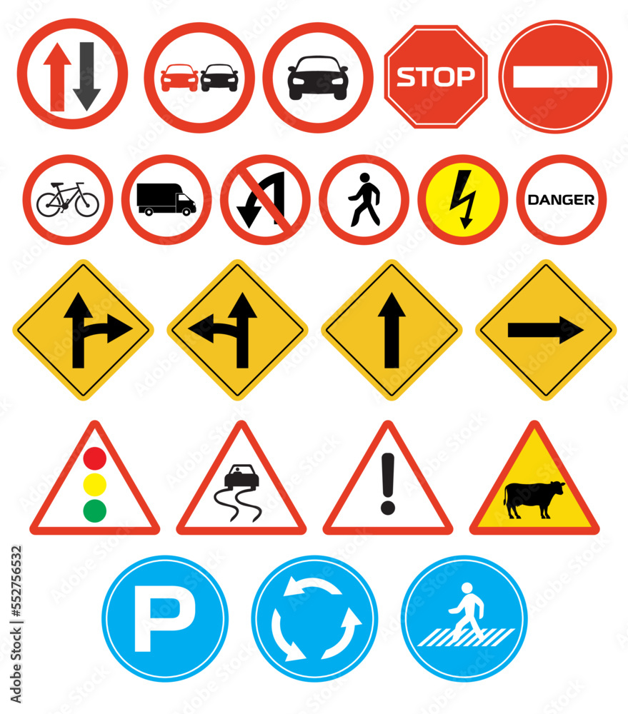 traffic signs vector, Set of road sign. traffic signs vector, Set of road sign.