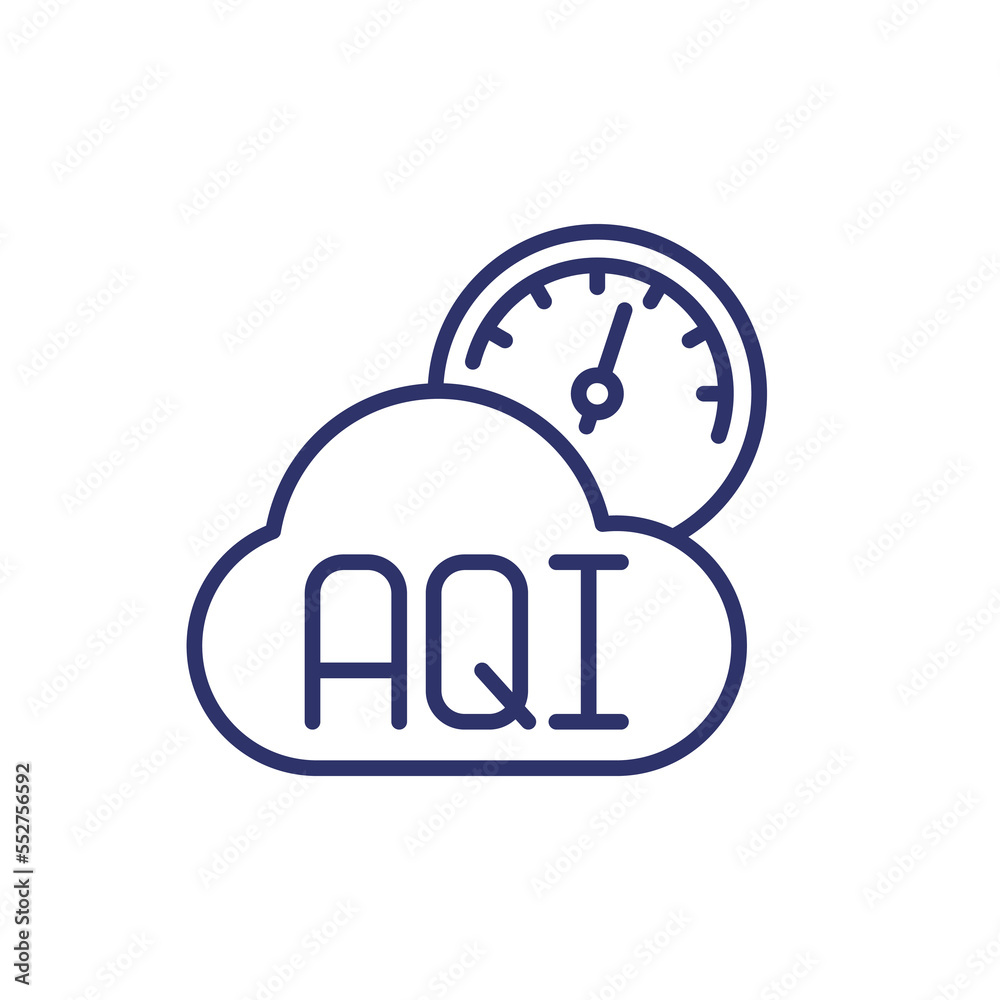 Air quality index, AQI line icon Air quality index, AQI line icon