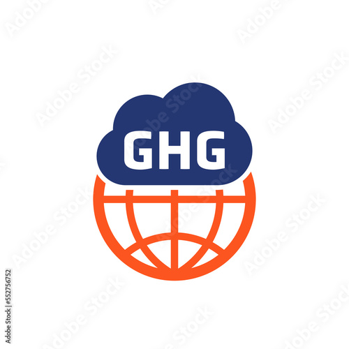 GHG icon, greenhouse gas vector