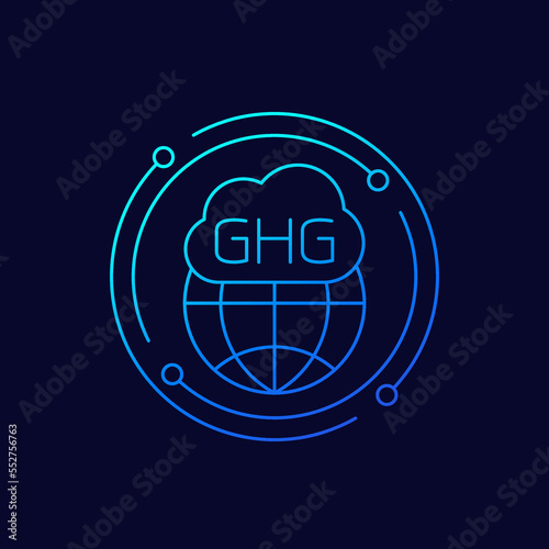 GHG, greenhouse gas icon, linear design