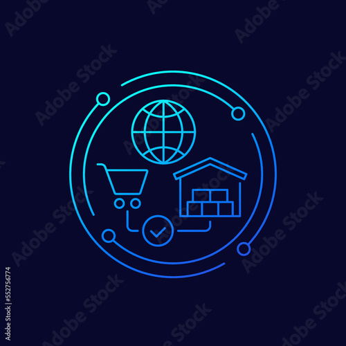 Global sourcing icon, linear design