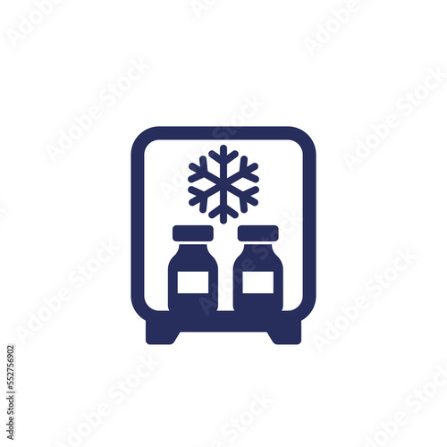 vaccine in the fridge icon on white