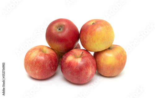 Ripe apples on a white background.