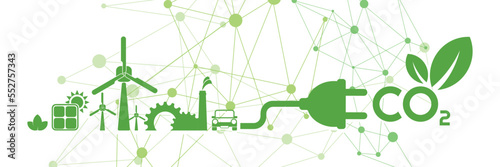 reducing CO2 emissions to stop climate change. green energy background	