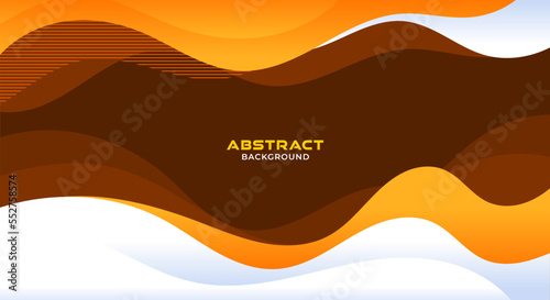 Abstract brown with orange and white wavy background