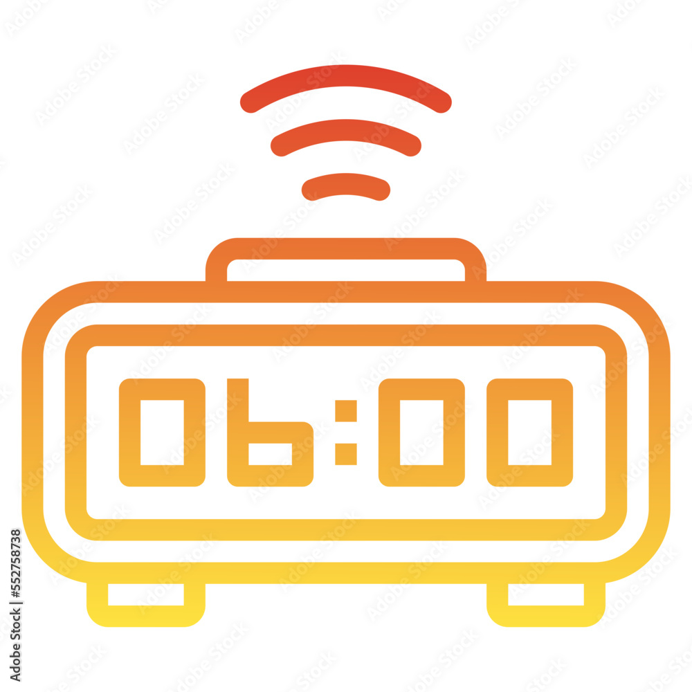 alarm clock gradient line icon