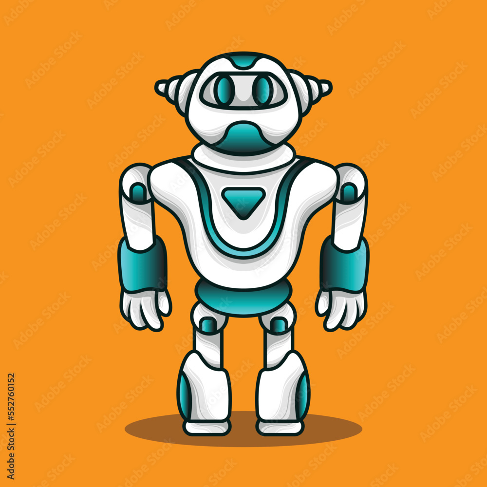 elegant stylish advanced blue and white humanoid robot mecha cyborg knight warrior icon logo mascot design